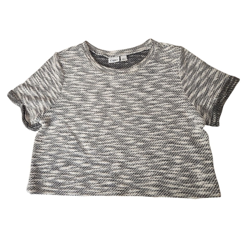 Cato B/W Rolled Sleeve Everyday Basics Casual Cropped Sweater Size L